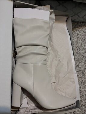 Brand new ivory Slouch Block Heel Boot-Marc Fisher